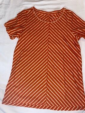 Soft Surroundings Rust and White Striped Short Sleeve Top
